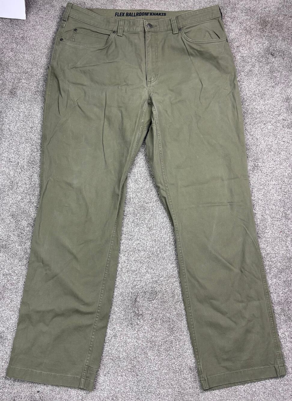 Duluth Trading Company Flex Ball Room Green Khaki Pants 38 x 34